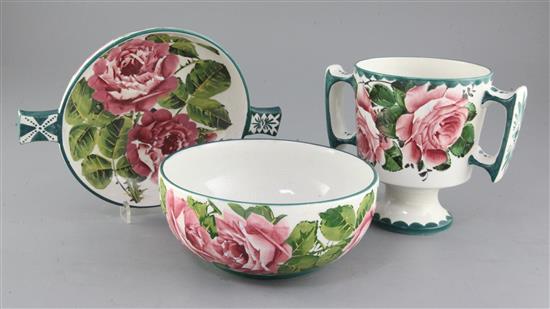 Three Wemyss cabbage rose pattern pottery vessels, early 20th century,